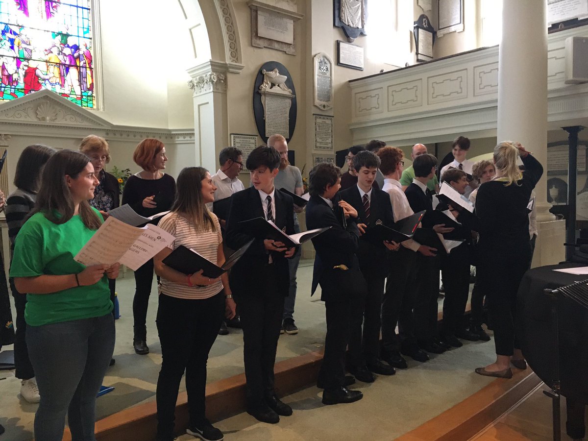 KES MEN and <a href="/Gallery_Singers/">The Gallery Singers</a> getting to know each other before tonight’s concert at St Swithin’s church, 7.30pm, tickets available on the door! <a href="/KESBath/">King Edward's School, Bath</a> #boyschoir #collaboration