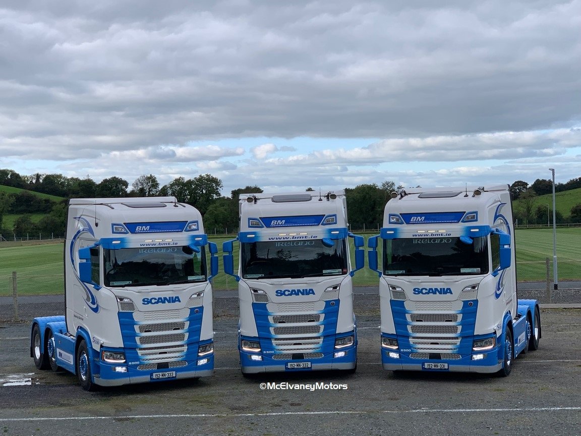 Congratulations to BM Transport on the collection of 3 NewGen S500 Highlines out of a batch of 7 purchased. Top spec trucks with all the extras. Wishing Darren and the team every success! We appreciate your business. Health to drive. #ScaniaS500  #McElvaneyMotors40YearsInBusiness