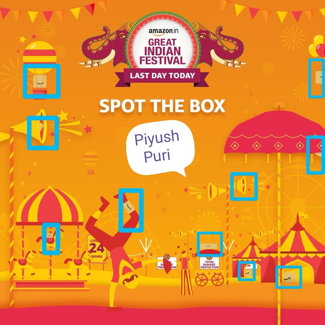 piyushpuri12's tweet photo. @amazonIN Spotted 10 boxes marked below #FindTheAmazonBox #AmazonGreatIndianFestival Join @v_srikanth70 @CD007_ @Mrfreaky79 @SushmaSonu333 @chilled_Sup @Sagar2612 @blessedkamal @invisibleindra1 @nikunjbajoria @NishantJain_88 https://t.co/LxcqFnzEWe