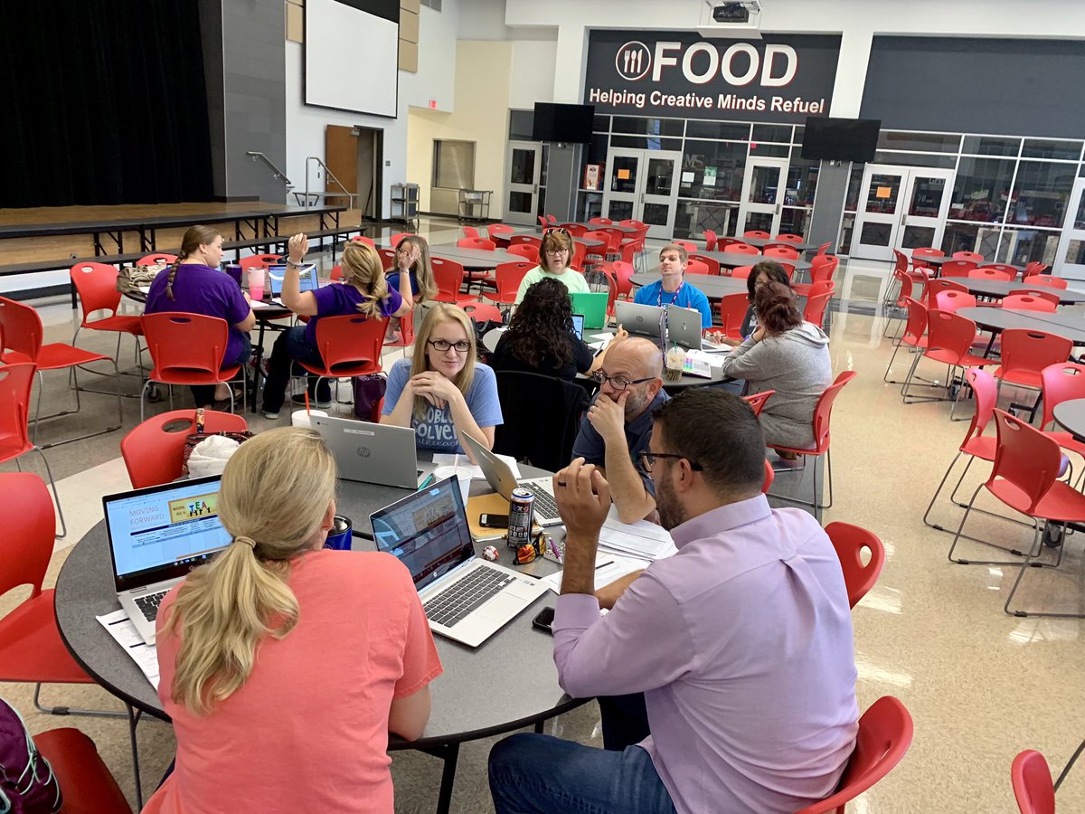 Birdville 5th grade teachers (superheroes, really) reflecting on their PLC processes to continuously improve their focus on learning, results  &amp; collaboration so that they have the biggest impact possible on our kids! Honored to be in their presence today #BirdvilleLearns