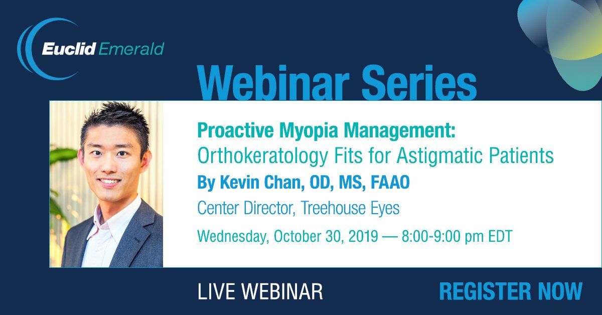 EuclidVision's tweet photo. Join Kevin Chan, OD, MS, FAAO from @TreehouseEyes as he shares his experience fitting Toric Ortho-K lenses for kids with astigmatism.
REGISTER TODAY: https://t.co/RkJvWxUzMq
#ShapeTheFutureOfVision #Orthokeratology #MyopiaManagement #OptometryWebinar #EuclidEmerald https://t.co/R9qAt1RK7w