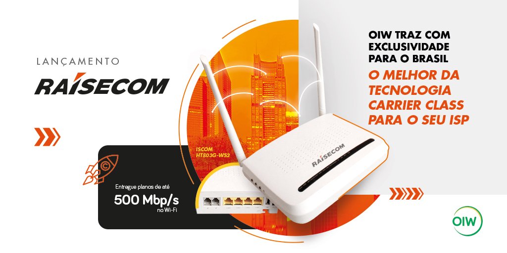 oiwtelecom's tweet photo. O seu provedor pode entregar qualidade e velocidade com a nova ONU ISCOM HT803G-WS2!
➡ Selo carrier class;
➡Entrega planos acima de 500 Mbps;
➡Preço é muito acessível.
🌐 vendas@oiw.com.br
#oiw #raisecom #gpon #carrierclass https://t.co/u4gwaS62fo