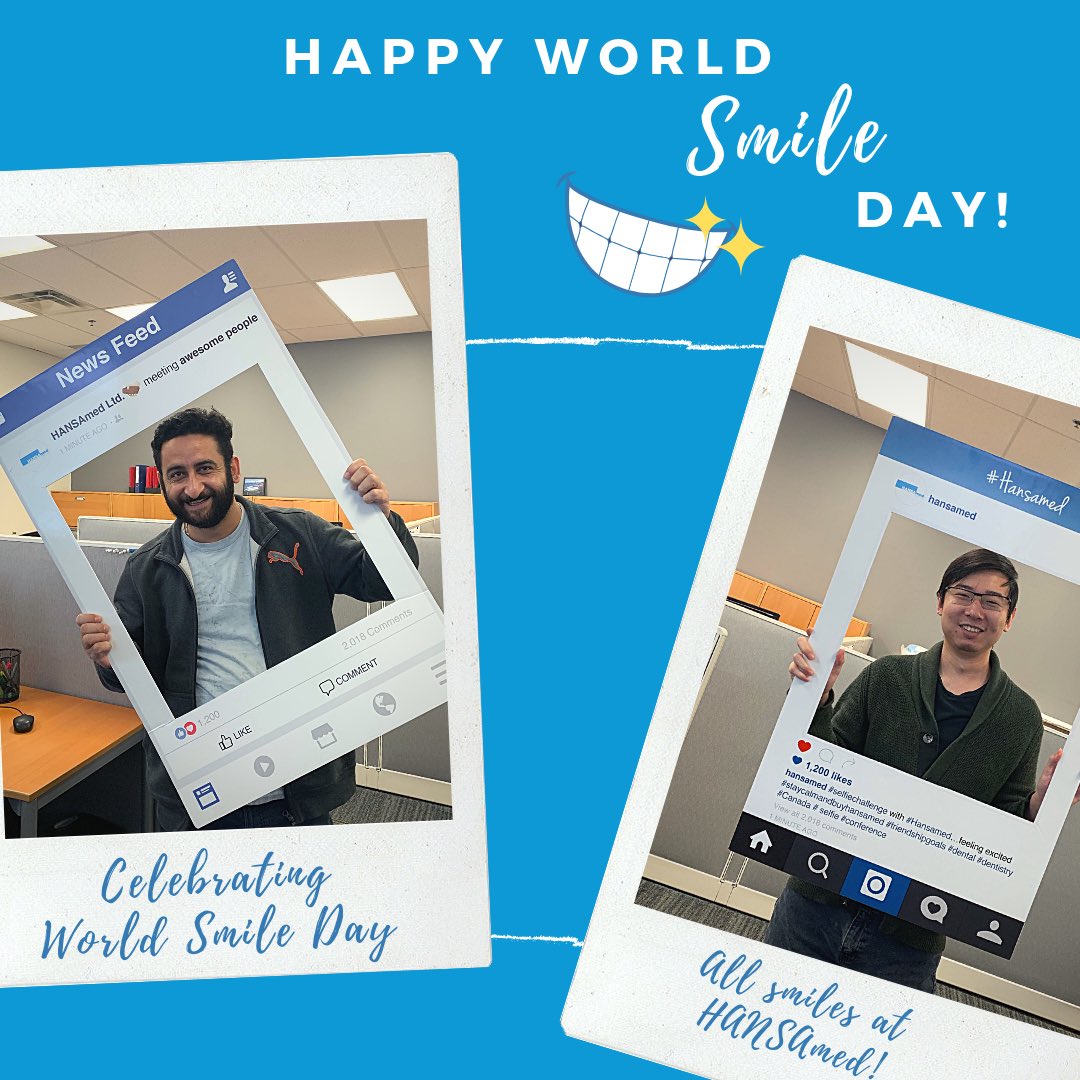 HANSAmedLimited's tweet photo. Working in the dental industry, what’s our favourite thing to do? Smiling and showing off our teeth, of course! Here at HANSAmed, we’re celebrating World Smile Day by showing off our pearly whites🦷✨ What makes you smile?😁
.
.
.
#HANSAmed #WorldSmileDay #Smile #Teeth #Dental https://t.co/F40nOX9Ong