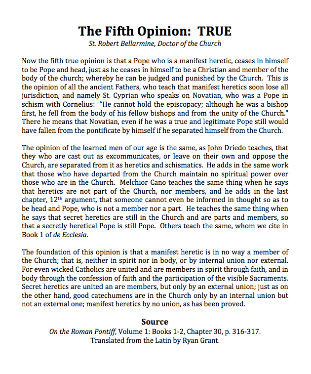 The Five Opinions on a Heretical Pope, brought to you by St. Robert Bellarmine, doctor of the Church.

#4 is longer, see thread.

#StRobertSays #Catholic #PopeFrancis