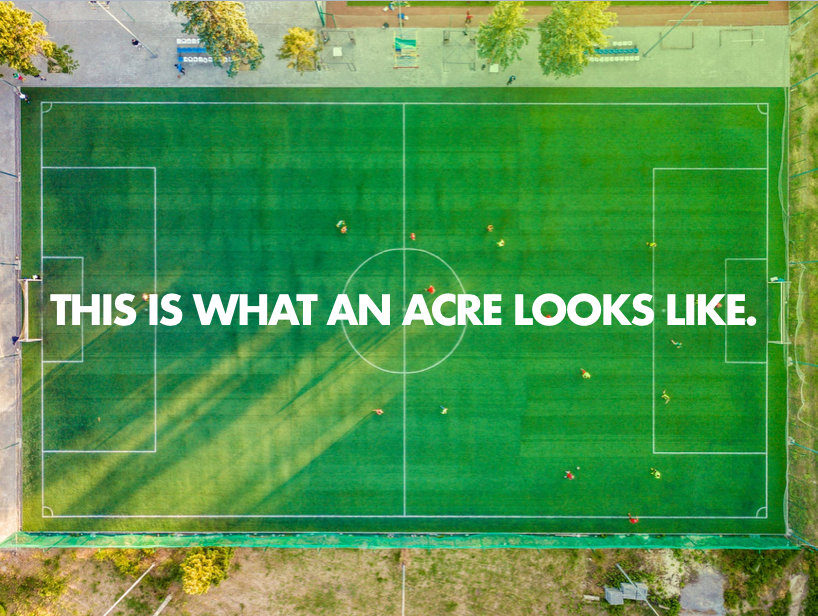 greenbeltca's tweet photo. The #ONGreenbelt protects over 750,000 acres of prime farmland - 36% of which is fruit and veg! #Ontario's only two specialty crop areas are in the GB - the #HollandMarsh & #Niagara #TenderFruit Region. How big is an acre, you ask? This big! #BuyLocal #loveONTfood #YourNextMeal https://t.co/YfzKcJSHT1