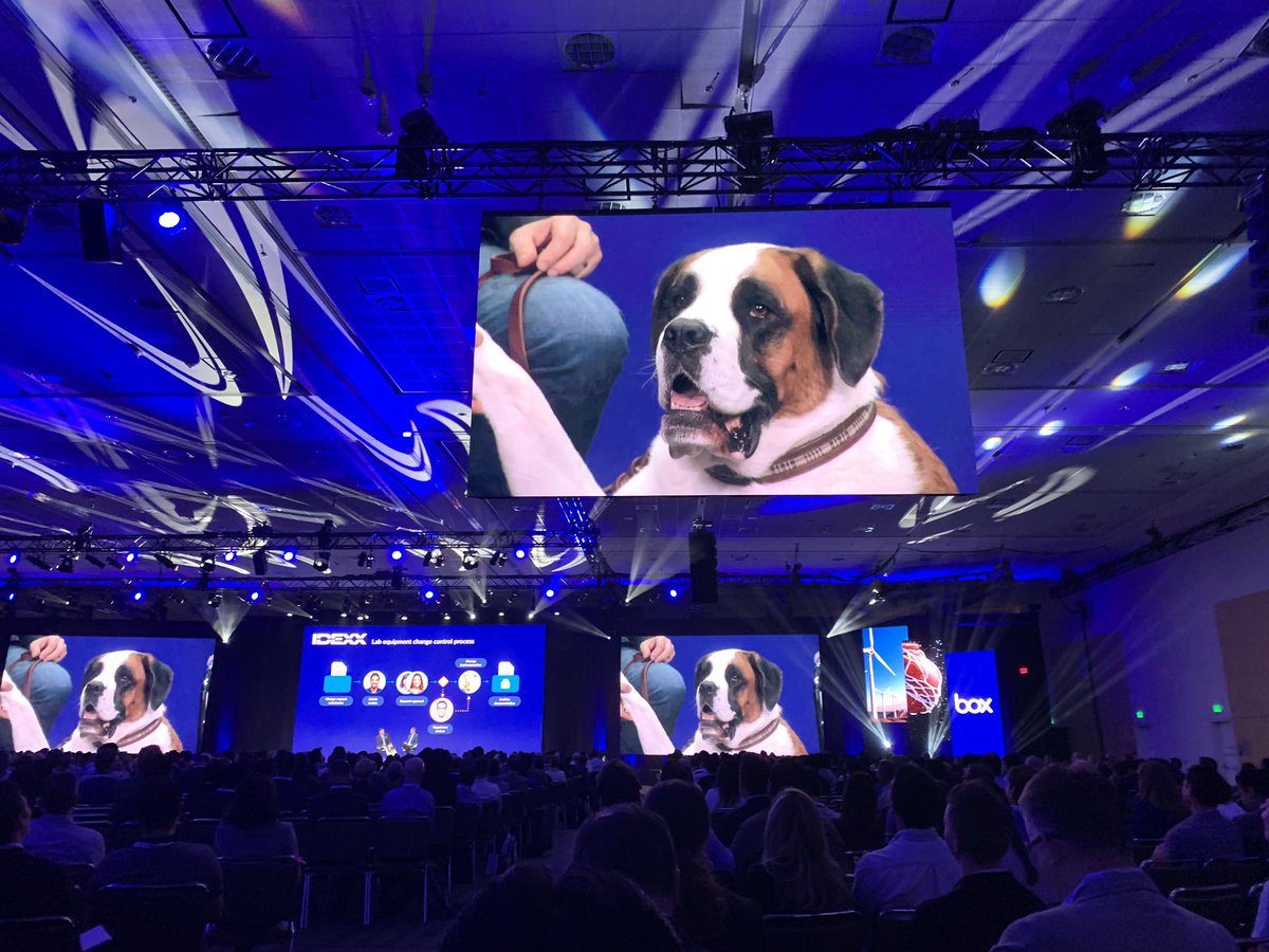 True innovation onstage today at BoxWorks. Bring your pets to the keynote day! #boxworks19 #BoxWorks