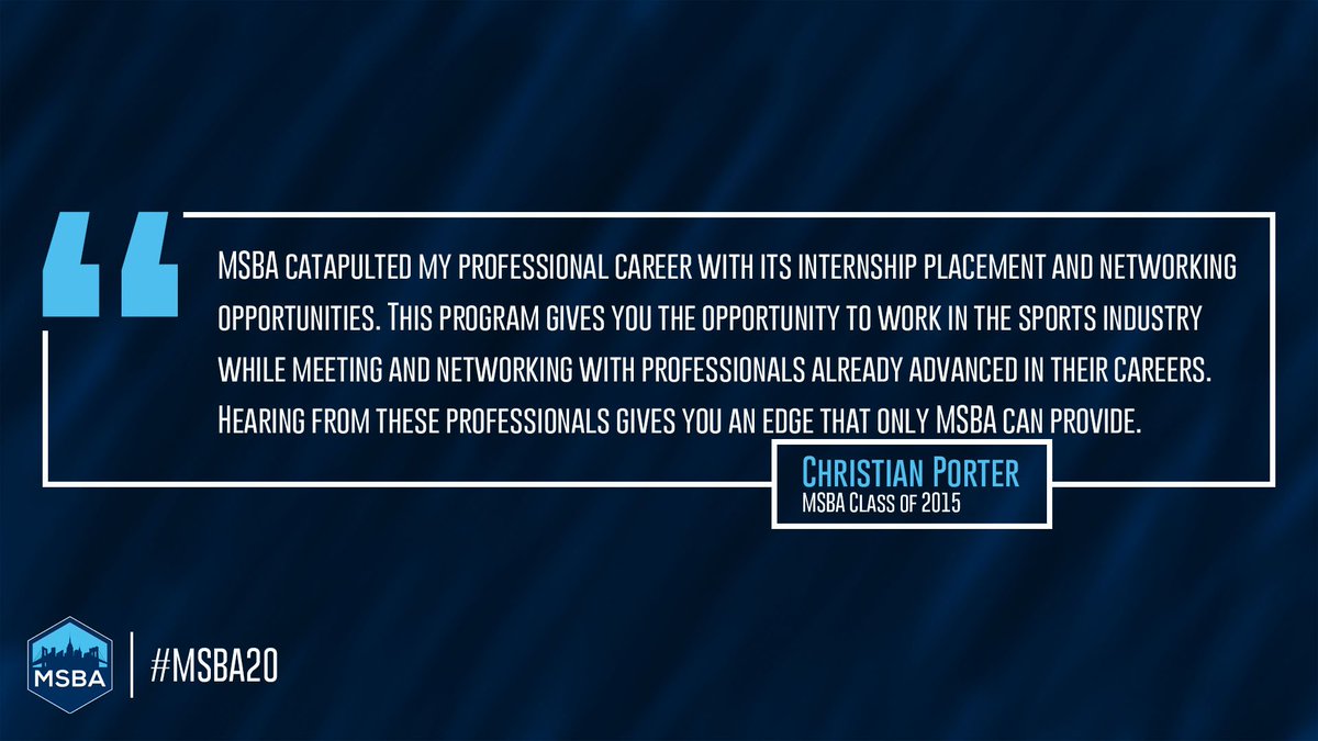 MSBA (@gomsba) on Twitter photo #MSBA15 alum <a href="/cp_porter/">Christian Porter</a> knows how much being connected matters in the #sportzbiz industry 🤝
For a one-of-a-kind experience, apply to #MSBA20 today! Applications are available at goMSBA.com 🗳️ #MSBA15 alum <a href="/cp_porter/">Christian Porter</a> knows how much being connected matters in the #sportzbiz industry 🤝
For a one-of-a-kind experience, apply to #MSBA20 today! Applications are available at goMSBA.com 🗳️