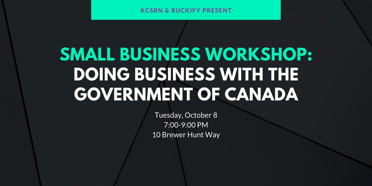 Our friends from <a href="/KanataSmallBiz/">Kanata-Carleton Small Business Network (KCSBN)</a> and <a href="/Ruckify/">Ruckify</a> are partnering to offer a workshop which aims to help participants:

➡️Understand contracting process
➡️Register in supplier databases
➡️Build networks/promote your business
➡️Much more!

Details: bit.ly/2LL8ZEd