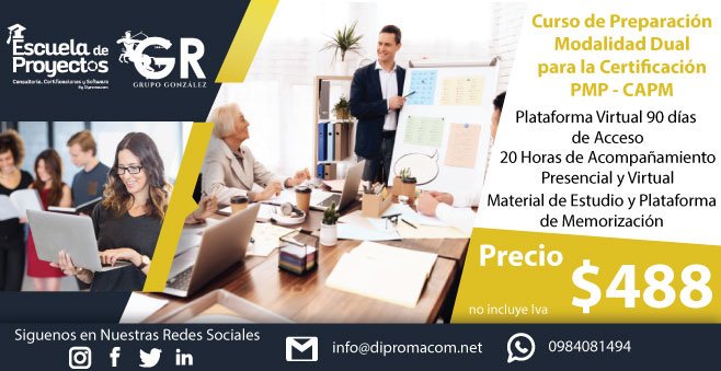 DipromacomSA's tweet photo. ¿Quieres Prepararte para el Examen del PMP -CAPM®?
Inscribete en Nuestro Curso Dual Plataforma Virtual💻 de 90 Días + 👨‍💼 Horas de Acompañamiento 20 Horas de Acompañamiento
Asegúrate de Obtener esa Certificación que Tanto Deseas💯🙌 preparándote con profesionales 👨‍💼👩‍💼 https://t.co/m1akhCFEbq