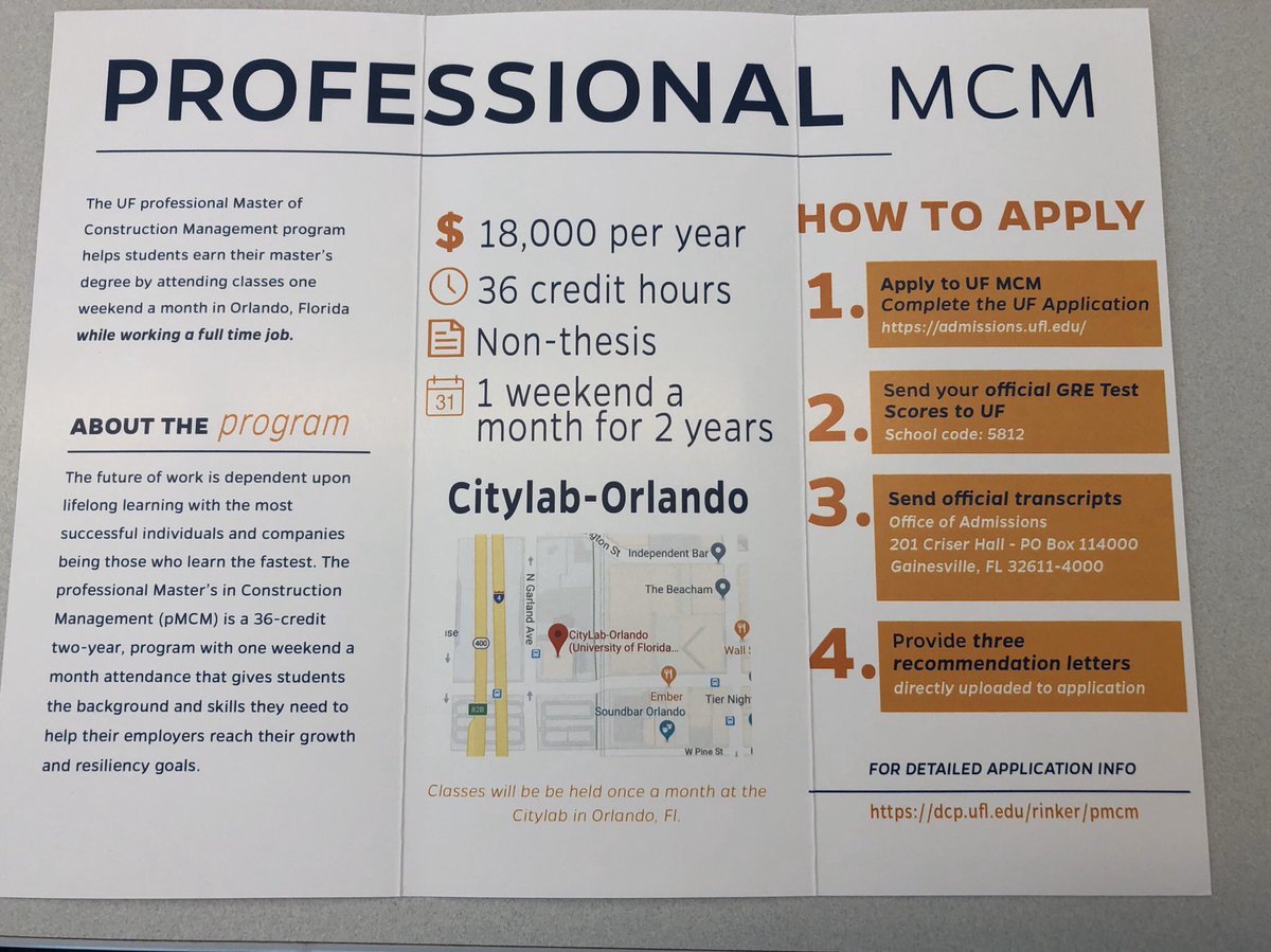 webstergator's tweet photo. Professional master’s in construction management, no GRE required.  @CPPI_News @UFRinkerSchool @UFdcp @UFNews https://t.co/1ybbRluT2M