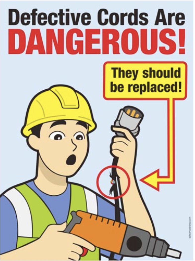 Ask your staff to report about damaged cords and loose electrical plugs &amp; sockets.
These are few of the main reasons of fire and electrocution.
#SafetyFirst
#ElectricalHazard