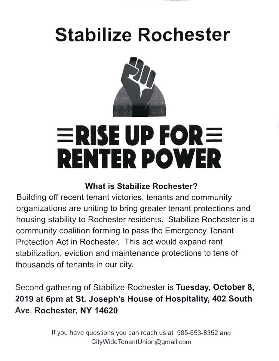 RocTenantUnion's tweet photo. Come to learn more about how to bring the #ETPA to @RocTenantUnion! Our city can’t wait anymore, we need this! #StabilizeRochester #UpstateMatters #NYHomesGuarantee https://t.co/SOH2DgRAOe