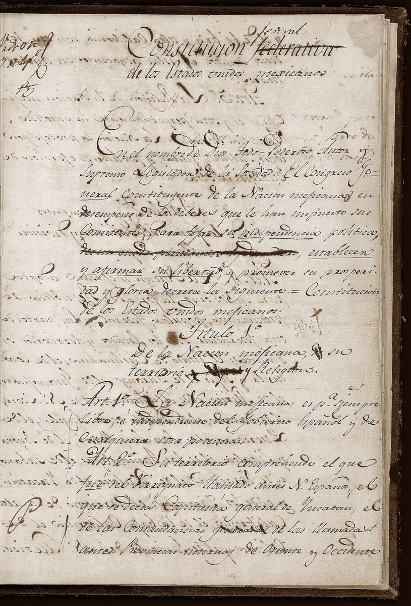 MuseoPresidente's tweet photo. 4 octubre 1824.- Se promulga la primera Constitución Política de los Estados Unidos Mexicanos. En su artículo 5º establece que conforman la Federación 19 Estados, 4 Territorios y 1 Distrito Federal, señalando entre los primeros al de #Coahuila y Tejas. https://t.co/RdRkqbciyP