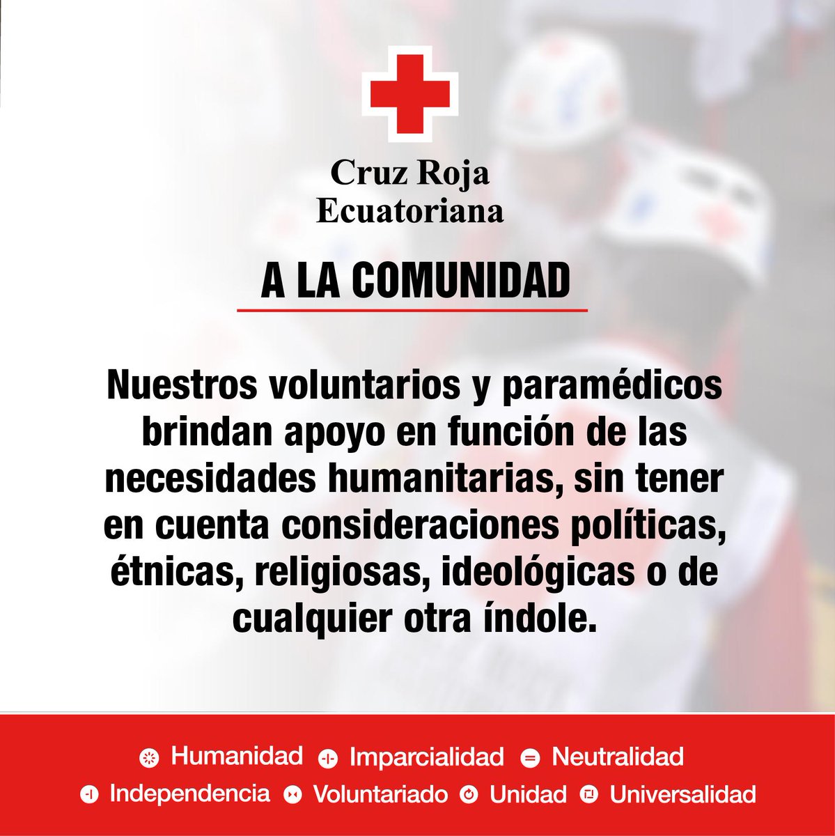 cruzrojaecuador's tweet photo. #NoSomosUnObjetivo| @cruzrojaecuador brinda su atención humanitaria a todas las personas que la necesitan, sin reconocer diferencias de ningún tipo y ofreciéndoles igual trato. https://t.co/5V60LcMCbQ