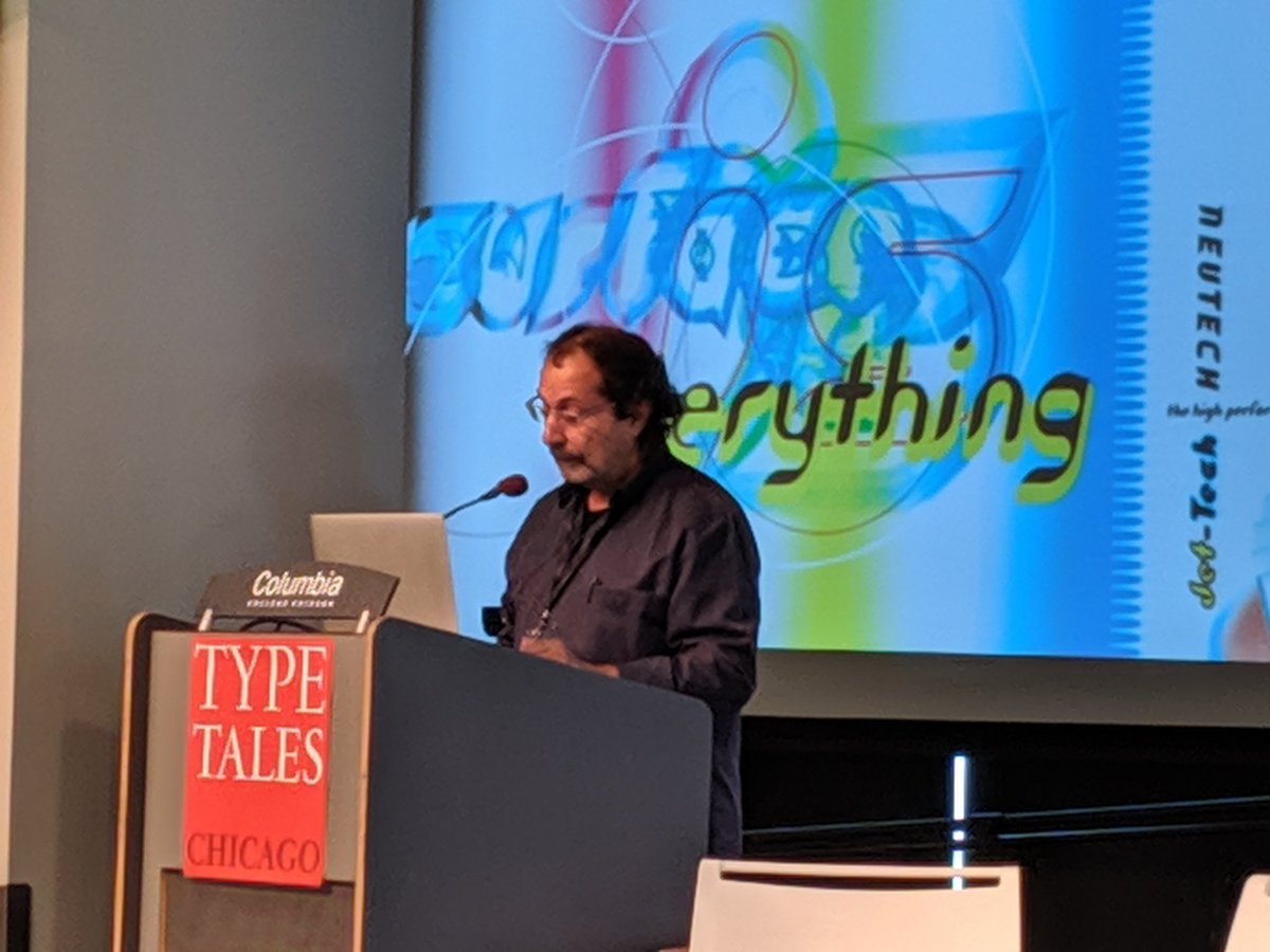 Rick Valicenti, taking us on a spellbinding history of Chicago typography, talks about influences. “It’s as thoughbwe’re all on the same radio frequency. And that’s okay.”
#TypeTalesChicago
