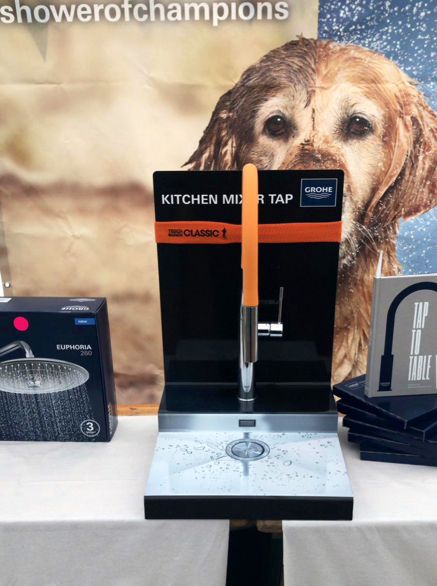 GroheUK's tweet photo. Got time to kill in the @ToughMudder village? Take on our #chinupchallenge and you could win a very Grohe orange tap! #ShowerofChampions https://t.co/jnLxZGApdf