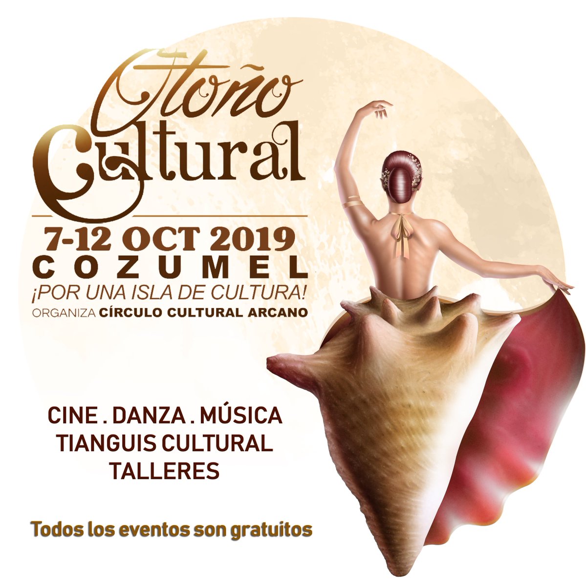 CirculoArcano's tweet photo. 🍂AGENDA #OtoñoCultural #Cozumel Octubre 2019:
🌟 Lunes 7 - 6pm: Tianguis cultural, danza, música y cuentacuentos 
🌟 Martes 8 y Mierc 7, 6pm: Cine 
🌟 Jueves 10, 7pm: Danza
🌟 Viernes 11, 8pm: Música
🌟 Sábado 12, 8pm: Música #EntradaLibre Consulta: https://t.co/H4t6F1jWtq RT https://t.co/W2o7Msj6JC