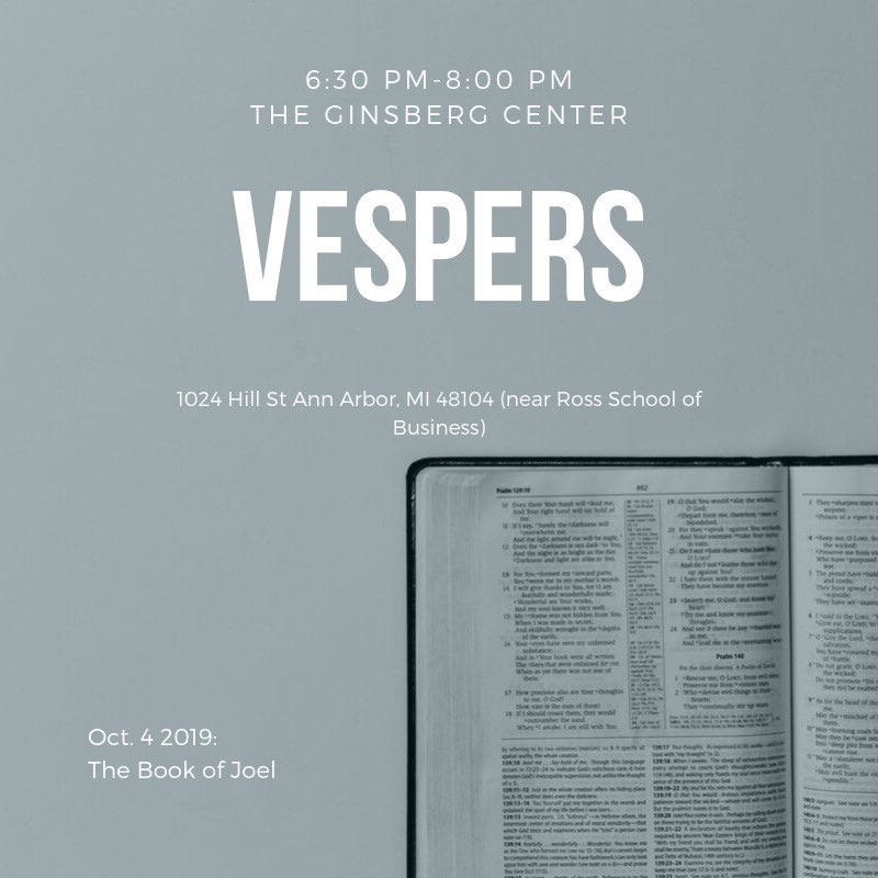 campushopeum's tweet photo. If you are near Ann Arbor, join us this evening at the Ginsberg Center. Continuing our study on the Minor Prophets, this evening is the book of Joel!! https://t.co/rTeQZ0oXwJ