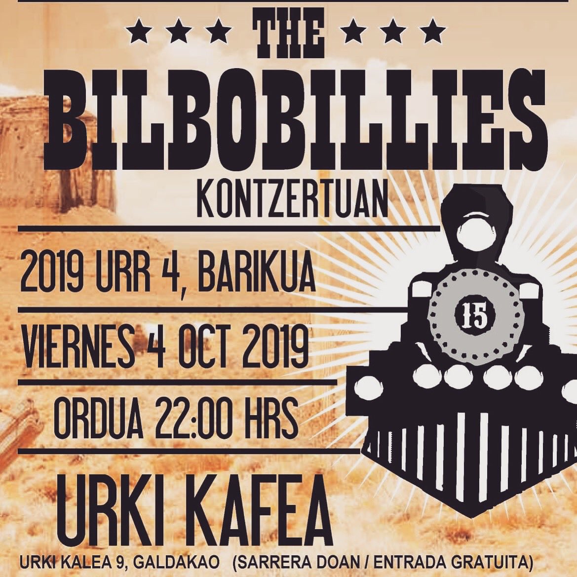 Gaur <a href="/bilbobillies/">The Bilbobillies</a> Galdakaon Urki Kafean, gabeko hamarretatik aurrera.  #50sMusic #Blues #Gospel #Hillbilly #Rockabilly #HotRod #Zuzenean #Bizkaia