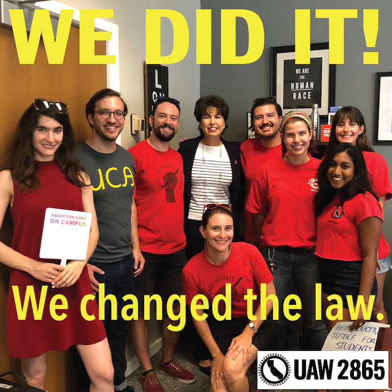 uaw_4811's tweet photo. WE DID IT!! We ended UC's wage theft exemption - they are now legally required to pay us on time and correctly, or face penalties. Thank you to @SenatorLeyva and every single member of our union - we are stronger together! #SB698 #UnionStrong https://t.co/87mraakuVp