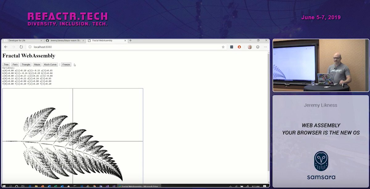 jeremylikness's tweet image. A 45-minute 📹 video overview of #WebAssembly 🕸

📖 history going back to #asmjs
🖼 3D #UnrealEngine example
🧠 memory management
✍ writing #Wasm with #Golang
🦀 building WebAssembly apps in #rustlang
🔥 #Blazor for #CSharp and #dotNET in your browser

jlik.me/gn7