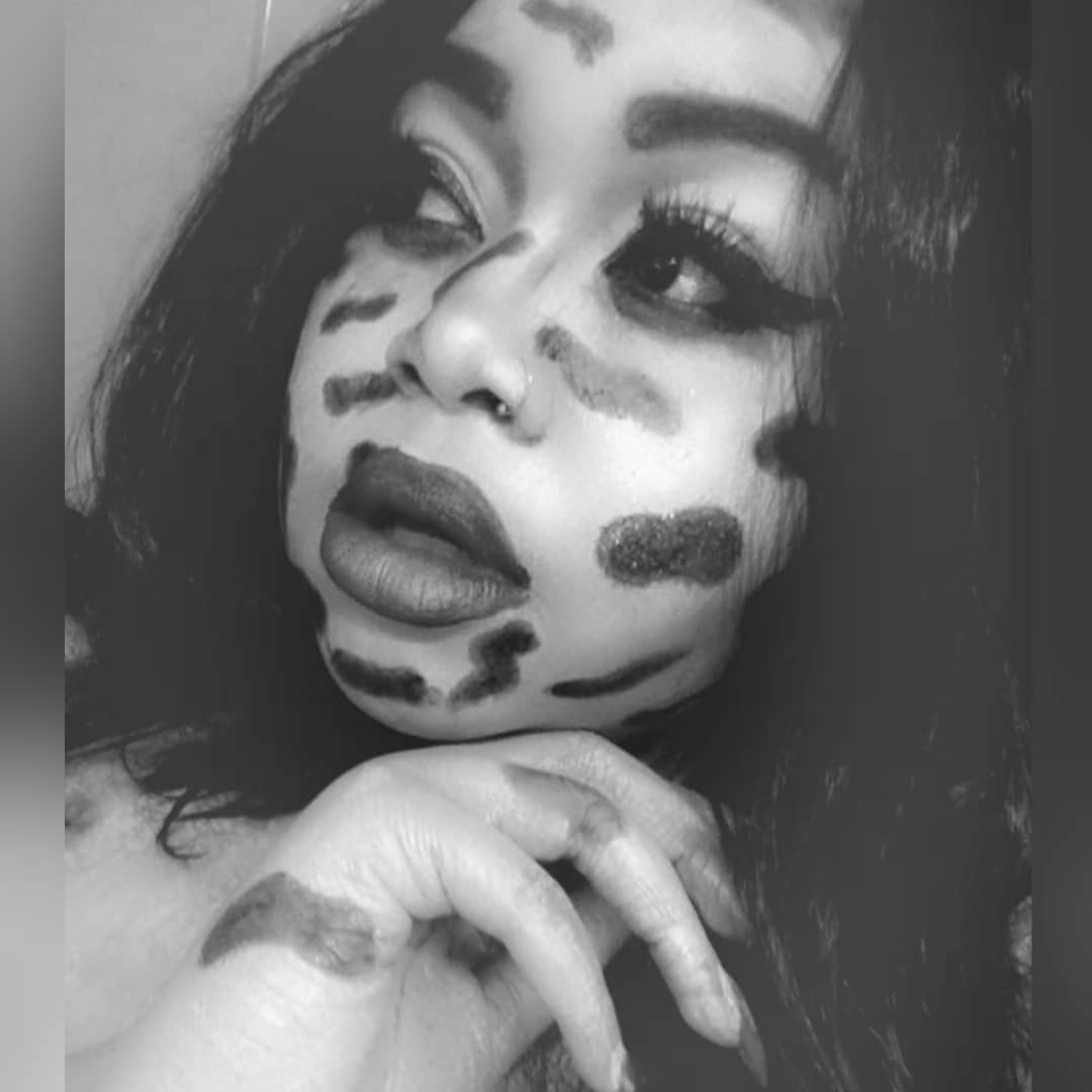 So_RizMatic's tweet photo. 🐾Where are the damn Puppies?! 
#CruellaDeville #halloweenmakeup #Mua I've been waiting for #October
#RizzyGlam https://t.co/SOmTevsIRB