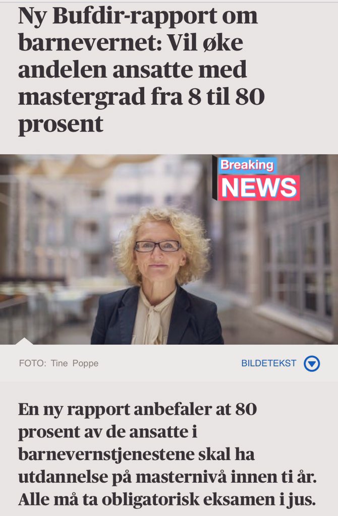 Barnevernet - kompetansereform. La oss også få en bemanningsreform og flere offentlige tiltaksplasser. #Samfunnsøkonomi #Barnevern #Kompetanse #SosialtArbeid @Knuthov <a href="/mskogrand/">Martin Skogrand</a> <a href="/kariekas/">Kari Elisabeth Kaski</a>
