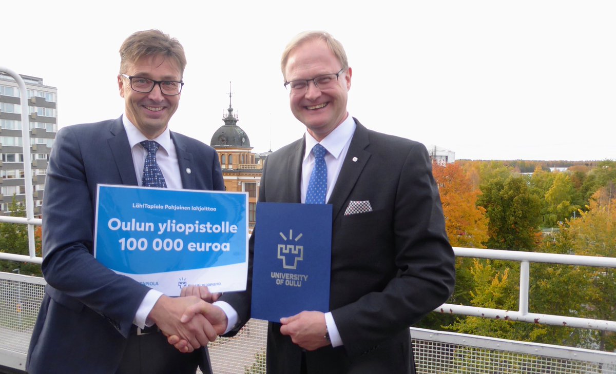 Kiitos ⁦<a href="/VeliRajakangas/">Veli Rajakangas</a>⁩ ja LähiTapiola Pohjoinen. Merkittävä lahjoitus pohjoisen Suomen nuorten ja tulevaisuuden hyödyksi. ⁦<a href="/UniOulu/">University of Oulu</a>⁩ kiittää tuestanne. #forthenextgeneration