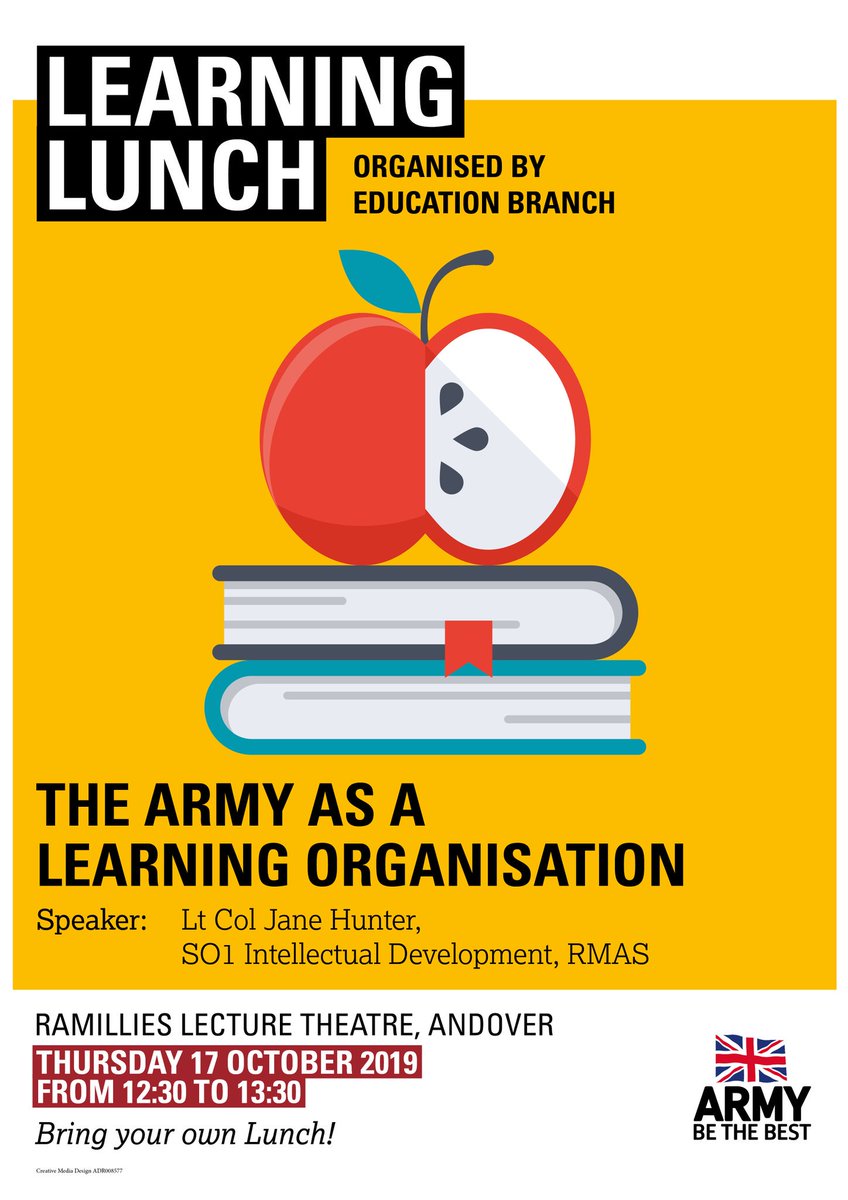 armylibraries's tweet image. Details of a Learning Lunch in October. More free PME! Come along and develop yourself!