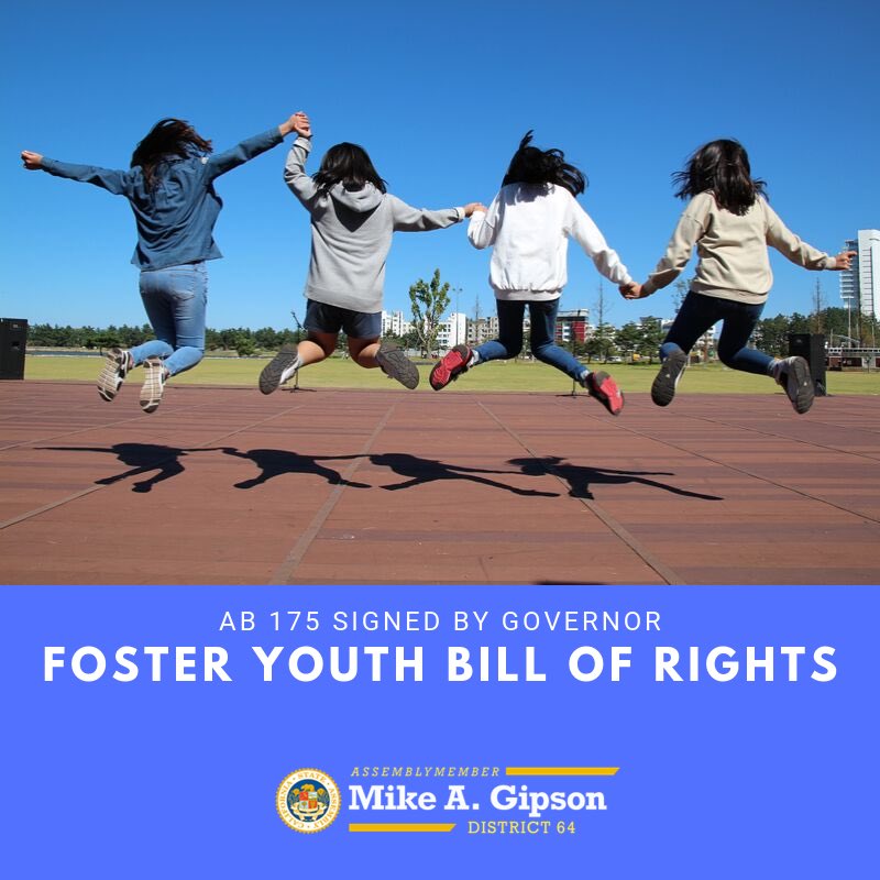 AsmMikeGipson's tweet photo. I am very happy to report that our AB 175, that seeks to ensure that the Foster Youth Bill of Rights is inclusive of the youth experience and is easily accessible to empower their decision
making, has been signed by Governor Newsom. Thank you @CaYouthServices! #FosterForward https://t.co/tm1lJaTOwD