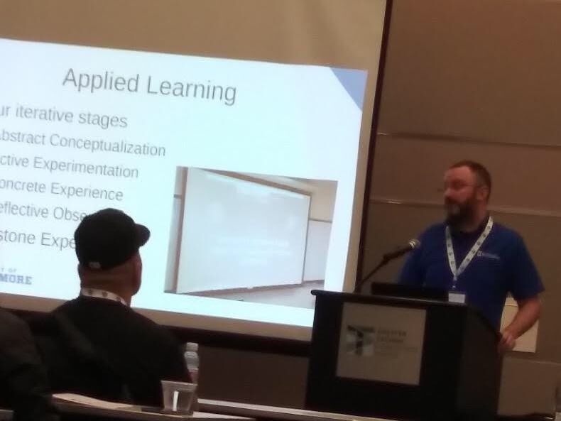 GioVincenti's tweet photo. Representing @EubieBee at the #SIGITE 2019 #ACM conference, presenting how to incorporate #NASASUITS into the #IT curriculum. @ubartandscience #nasacodes #poegrammers #ubalt #Baltimore https://t.co/KE9S0ckkS3