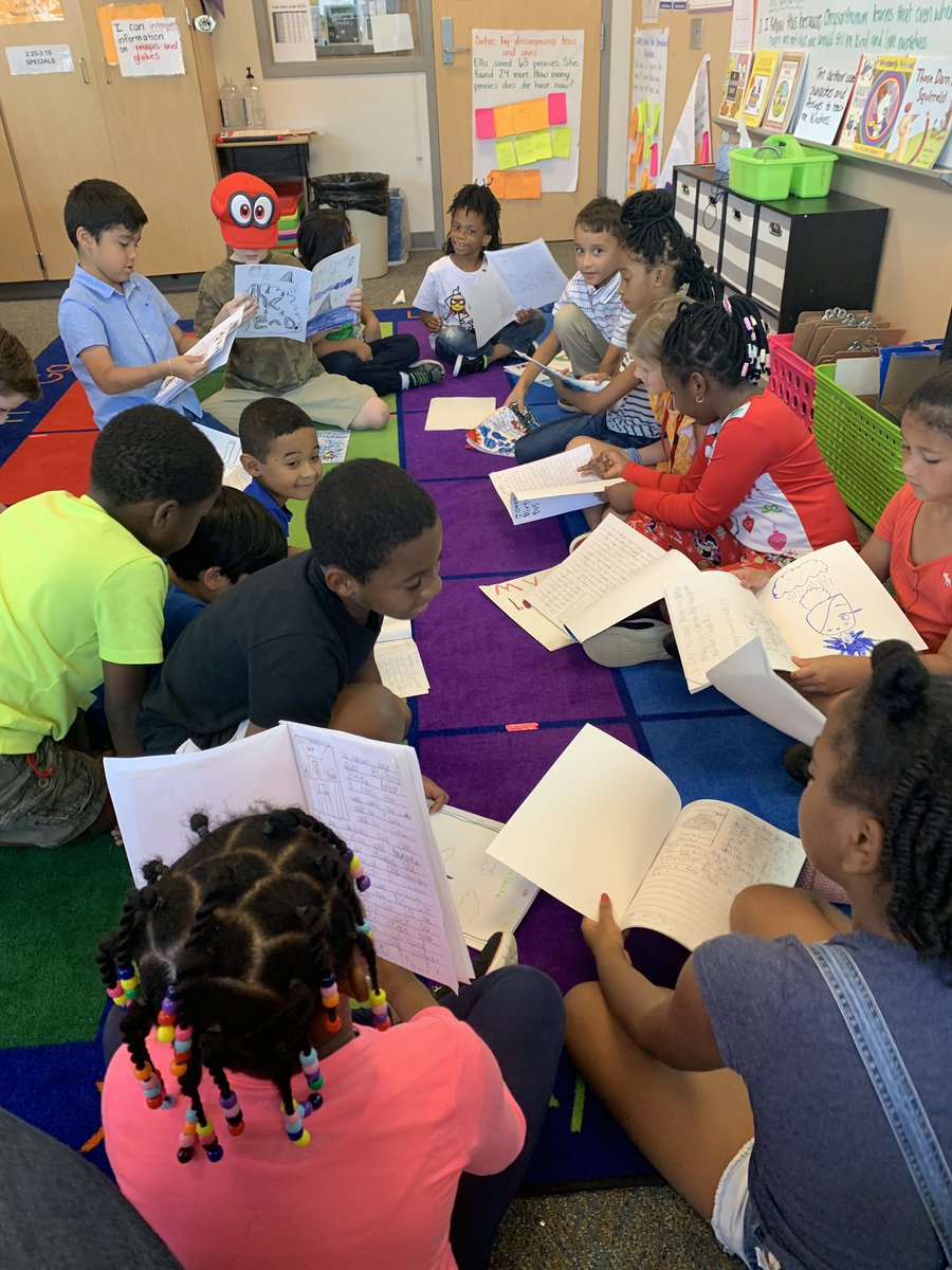 Barnett8214's tweet photo. Authors sharing their work as we celebrate the end of our personal narrative unit! @WEinKaty https://t.co/pyW6bCHuey