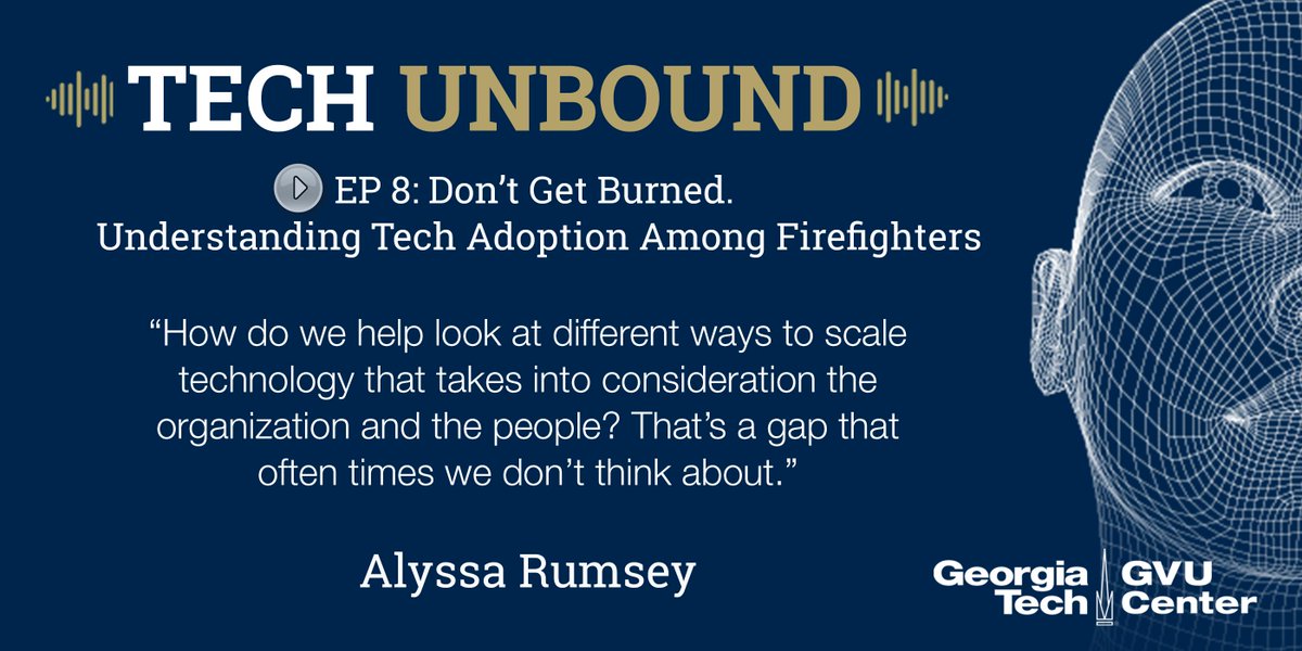 gvucenter's tweet image. Finish your week with the #TechUnbound podcast. On the ride home, listen to Digital Media Ph.D. student Alyssa Rumsey talk about research into firefighter culture and adoption of wearable tech for emergency response.

If you like what you hear, subscribe!
spreaker.com/user/10751784/…