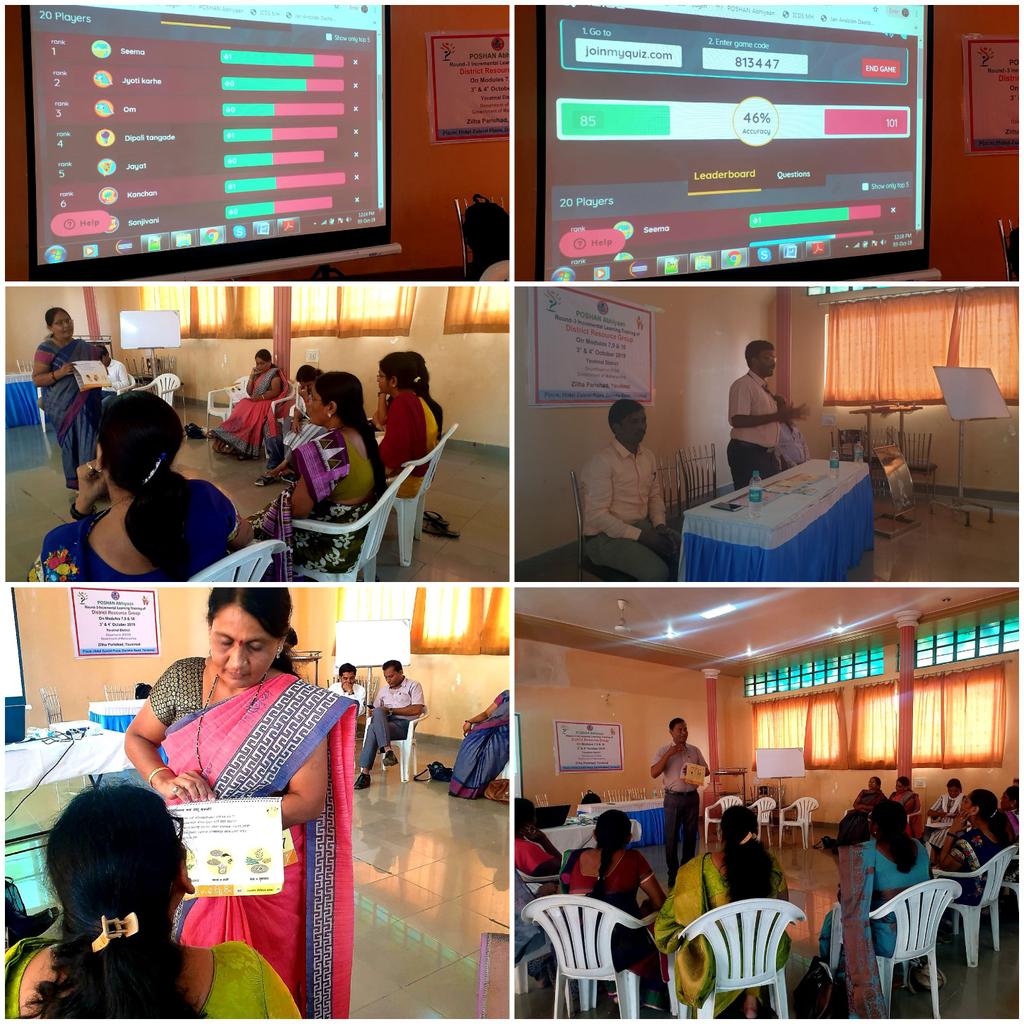 National Nutrition Mission - Yavatmal (@nnmyavatmal) on Twitter photo We are strengthening the force to serve #Yavatmal better through incremental learning approach trainings of #PoshanAbhiyaan.
Here are a few glimpses from round 3 training of the district resource group.
<a href="/POSHAN_Official/">POSHAN Abhiyaan</a> <a href="/Maha_Poshan/">Poshan Abhiyaan Maharashtra</a> <a href="/Sajjan95/">Sajjan Yadav IAS</a> <a href="/IdzesKundan/">Idzes Kundan</a> <a href="/IndraMallo/">indra mallo</a> <a href="/Sajjan95/">Sajjan Yadav IAS</a> We are strengthening the force to serve #Yavatmal better through incremental learning approach trainings of #PoshanAbhiyaan.
Here are a few glimpses from round 3 training of the district resource group.
<a href="/POSHAN_Official/">POSHAN Abhiyaan</a> <a href="/Maha_Poshan/">Poshan Abhiyaan Maharashtra</a> <a href="/Sajjan95/">Sajjan Yadav IAS</a> <a href="/IdzesKundan/">Idzes Kundan</a> <a href="/IndraMallo/">indra mallo</a> <a href="/Sajjan95/">Sajjan Yadav IAS</a>