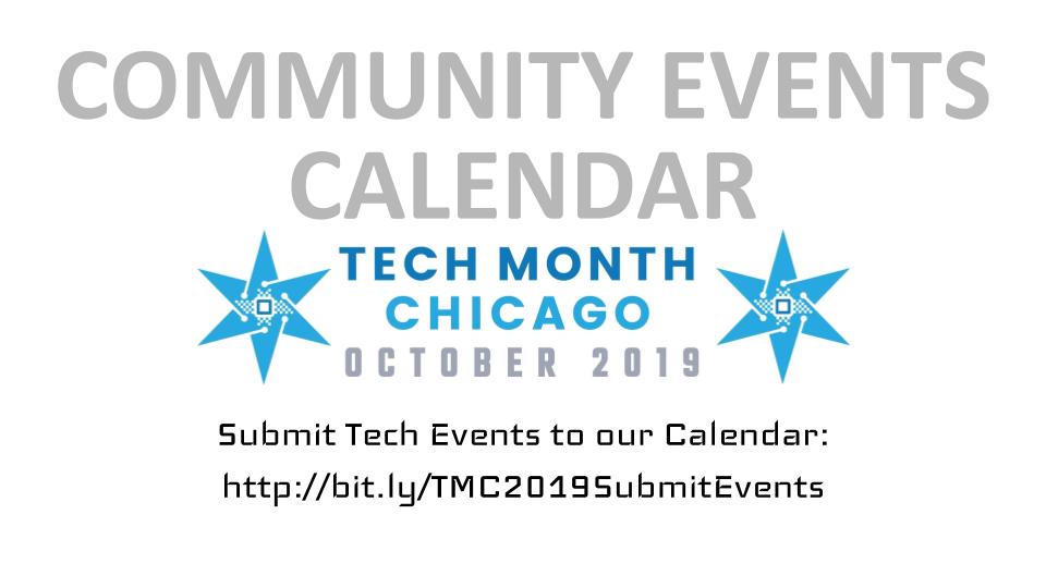 TechMonth's tweet photo. Tech Month Chicago's Community Calendar is Accepting Local Tech Event Listings for October 2019. Submit your #chicagotech events here: https://t.co/rjmQuimbNk #chicago #technology #awarenessmonth https://t.co/HhClBqkhey