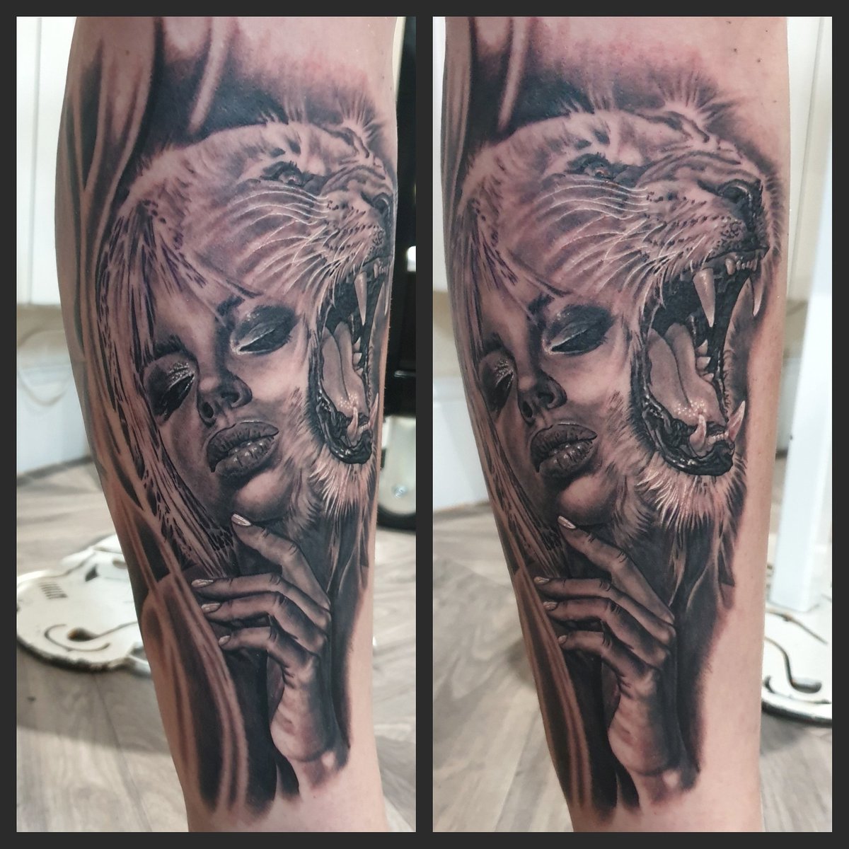 Custom morph piece from this week. Love this style of work. #tattooart #blackandgraytatto #tattooartist <a href="/TattooSociety13/">TattooSociety13</a> <a href="/TheDailyTattoos/">Tattoos ★ ★ ★</a> @tattooedstunner