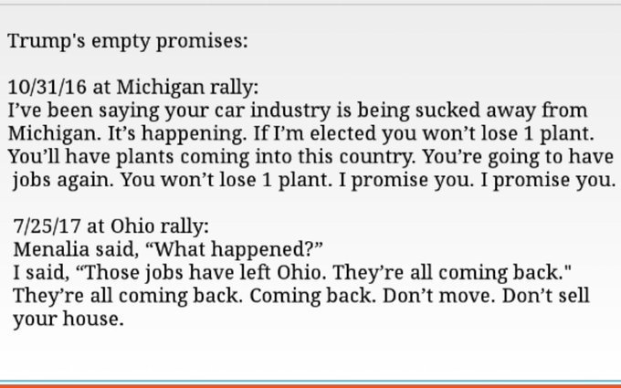 18/ For a little perspective on what Trump promised vs what he has delivered, most of what Trump has added for manufacturing isn't even where he was promising, like these: