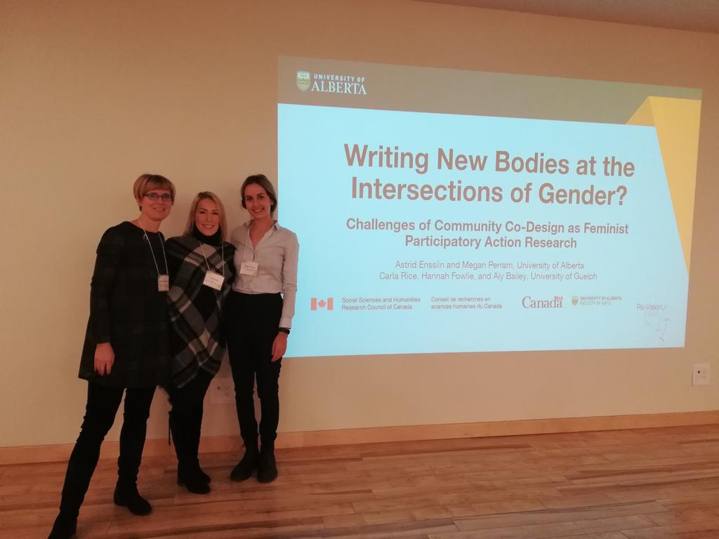 AstridEnsslin's tweet photo. @WriteNewBodies presenters at #wig2019. Thanks to @IntersectionsOG for providing a platform to discuss crucial questions of inclusivity in research design and recruitment. https://t.co/QDIVDO1zd6