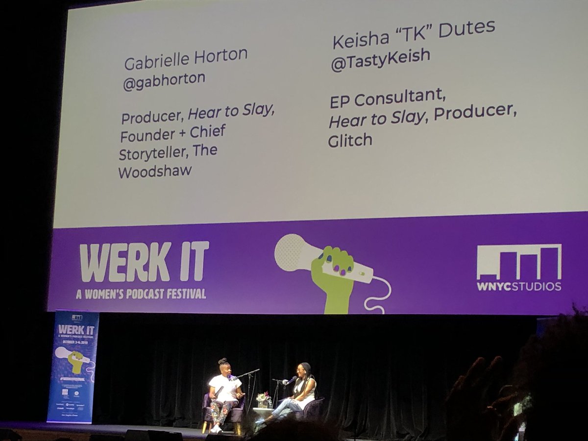 AIRmedia's tweet photo. #AIRNewVoices alum & board member @TastyKeish + #AIRster @gabhorton sharing notes from their Glow Up here at #WerkIt19: Your time as a community builder matters, whether it was an event at your church, in the basement—it’s valid experience. https://t.co/Phlk7VQpj7