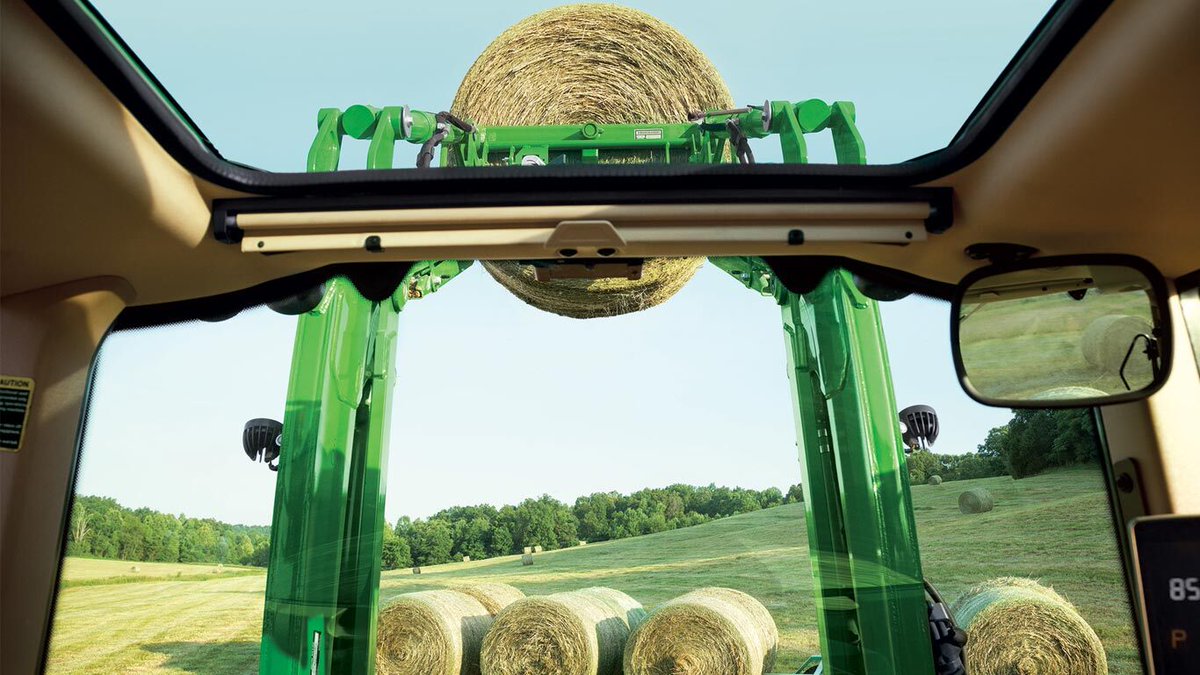 Updates to the #JohnDeere 6M series for 2020 include a new sloped hood design and panorama roof, for increased visibility of the front loader, attachments and front-mounted implements. ow.ly/b3At50wwKY8 #Agriculture #Tractors