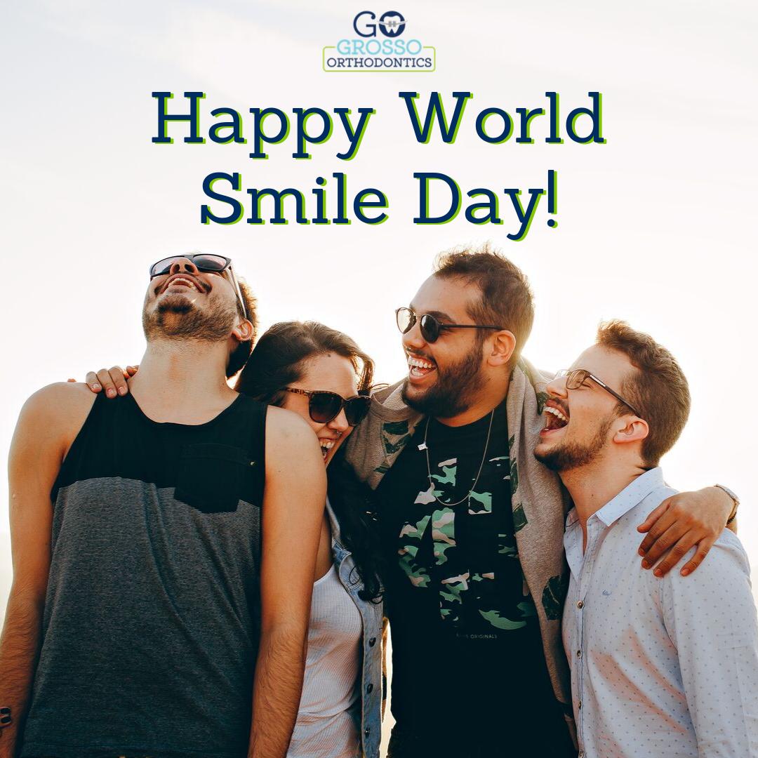 grossoortho's tweet photo. Happy World Smile Day! We love creating beautiful smiles each and every day! It makes us smile knowing our patients are getting a brand new smile! What is something that makes you smile? Share with us in the comments below! #GrossoOrthodontics #GOSmile #GOMakeSomeonesDay https://t.co/8Cyj9JTHOF