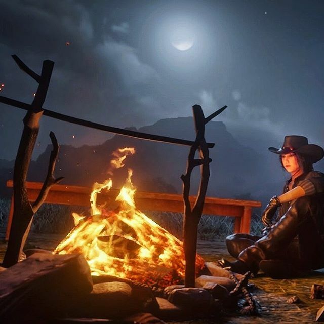 peculiarwolf84's tweet photo. Day 4 of #Hallowtheme
After a long day in the Heartlands, rustling sheep, chasing down bounties & searching for treasures, the #warmth of the fire & a hearty bowl of stew were a welcomed reward.
#lettersfromrdr #societyofvirtualphotographers #rdr2 #rdr… https://t.co/QmxVrE7naG https://t.co/CuokkXvnlC