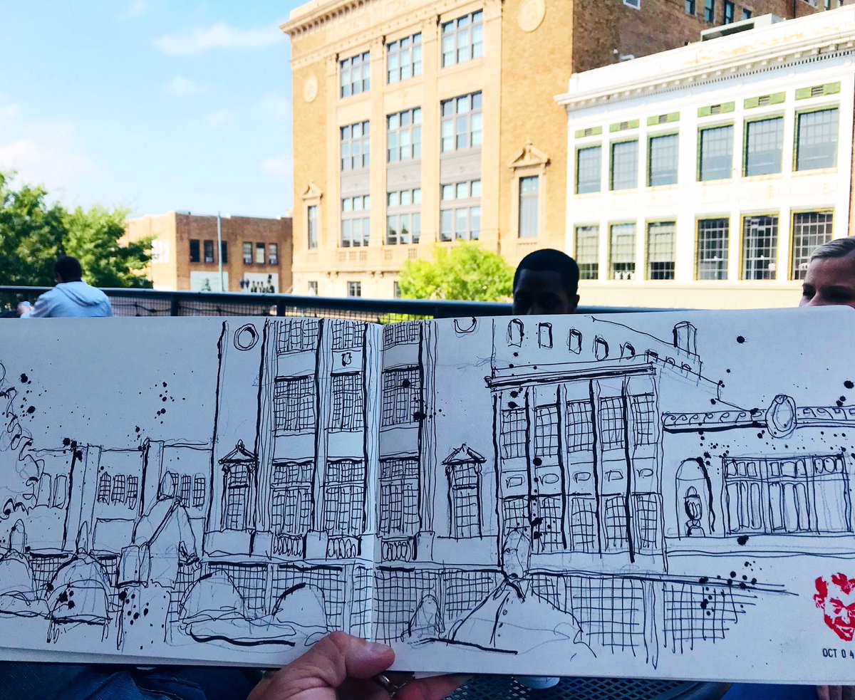mikemcswainarch's tweet photo. From the balcony at Abby Singers in the Robinson Film Center in Shreveport, LA! #shreveport #louisiana #rfc #texasstreet #urbansketchers #urbansketch #usk #sketch #sketchbook #art #painting #watercolor #inktober2019 #drawing #aquarelle #noodlersink #twsbi #parallelpen https://t.co/wuwLNCHoKK