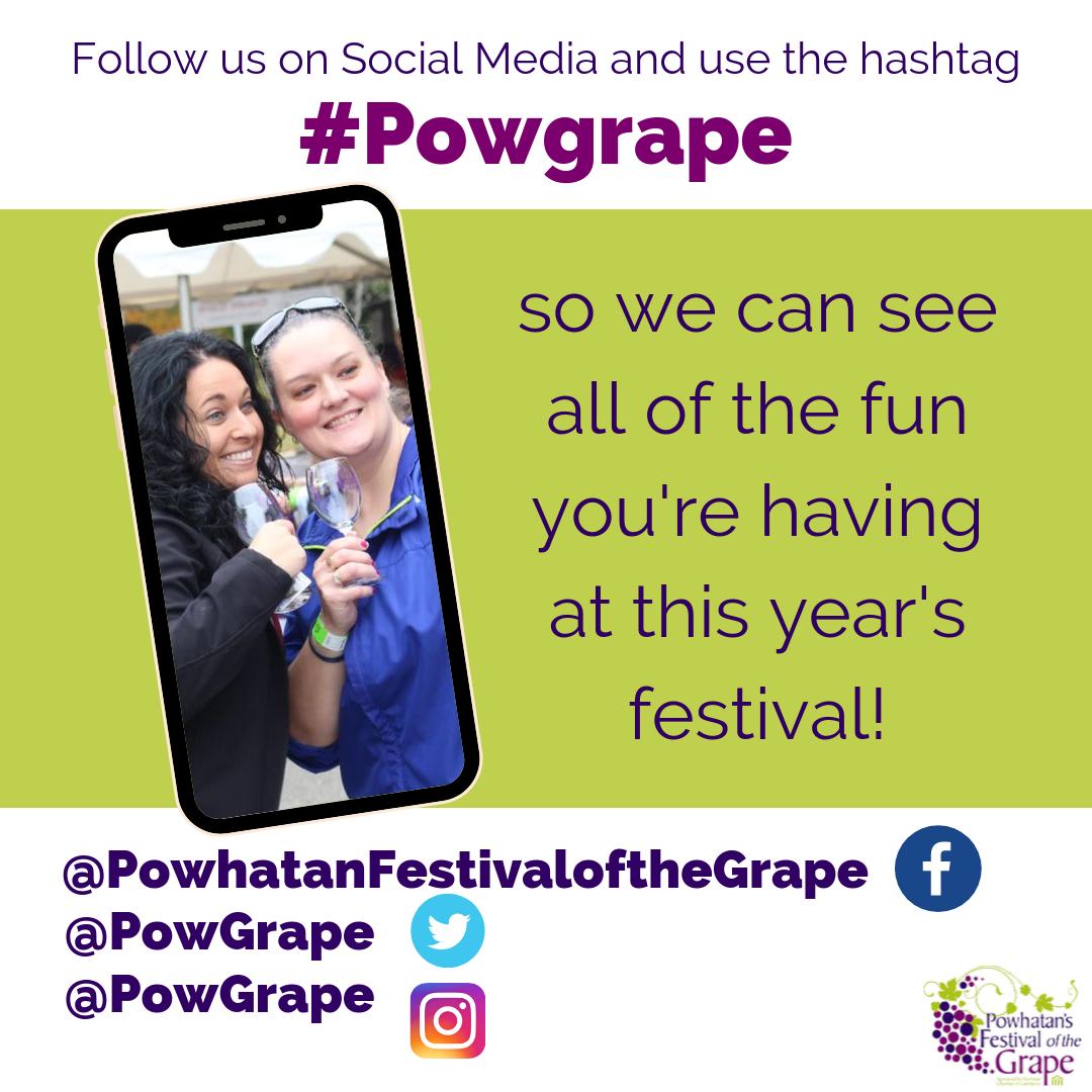 Make sure to tag us and use our hashtag in every Instagram story, Facebook live and Twitter post you post this weekend. See you soon! #Powgrape #vawine