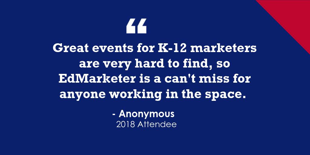 There's still time to register for the only professional development event dedicated to the executives who serve #K12 districts. 

Learn more about #EdMarketer here: edwk.it/2mFS5Nr