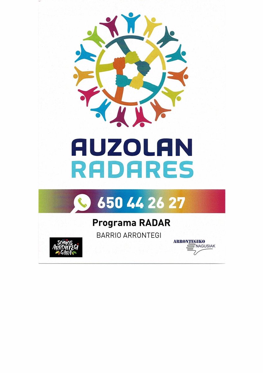 Auzolan radares es un programa que ha puesto en marcha Somos Arrontegi Gara y la asociación de mayores Arrontegiko Nagusiak.Radar significa identificar las necesidades de las personas mayores o de vecinos/as, trasaldarlo a un grupo motor y dar una solución compartida.👏🏽👏🏽👏🏽