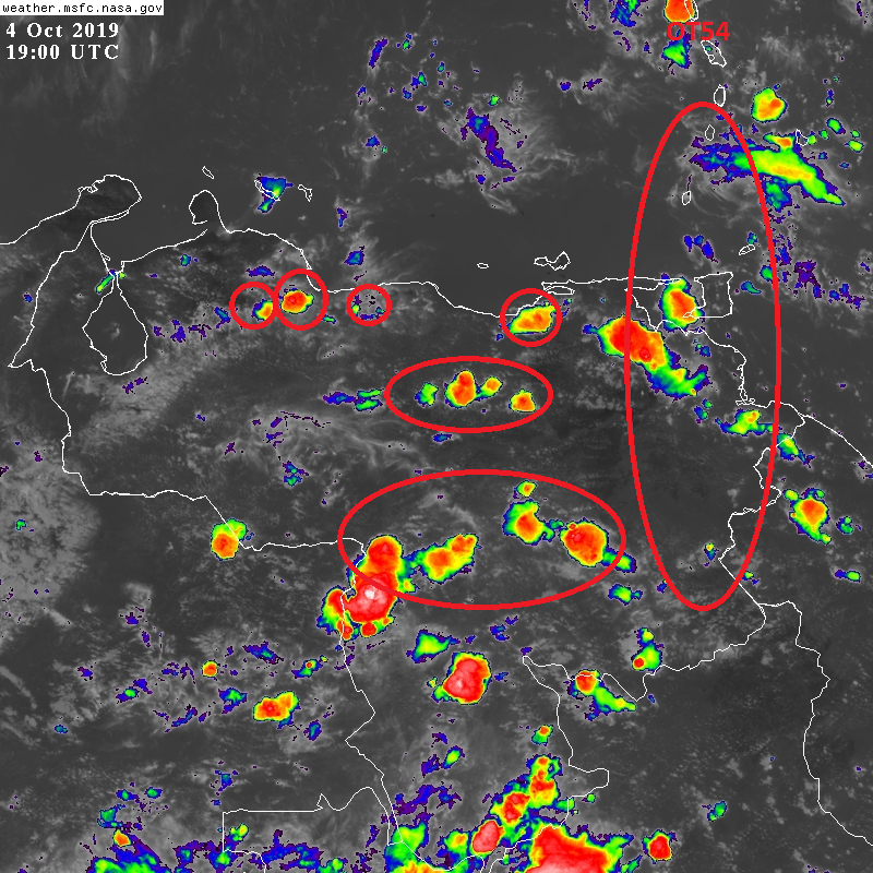 meteoaragua's tweet photo. #BoletínMeteorológico Ingreso de #OT54 por el oriente del país activa fuerte convección en Monagas, Sucre, Anzoategui, Bolivar. Algunas aisladas en norcentro y centro occidente por activación de la ZCIT-NET https://t.co/gXSCBp41cE