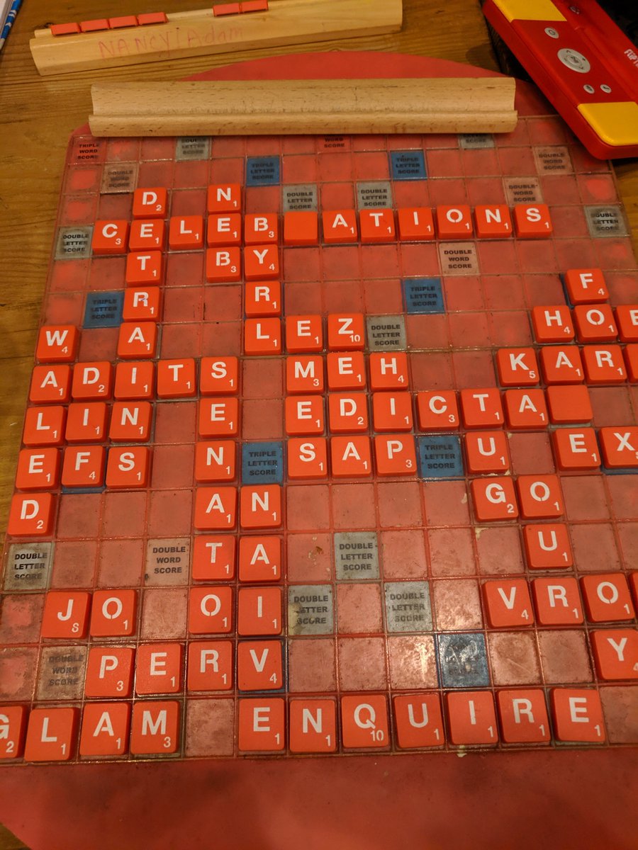 Scrabble intermission. Did you figure it out. Behold. My work here is done