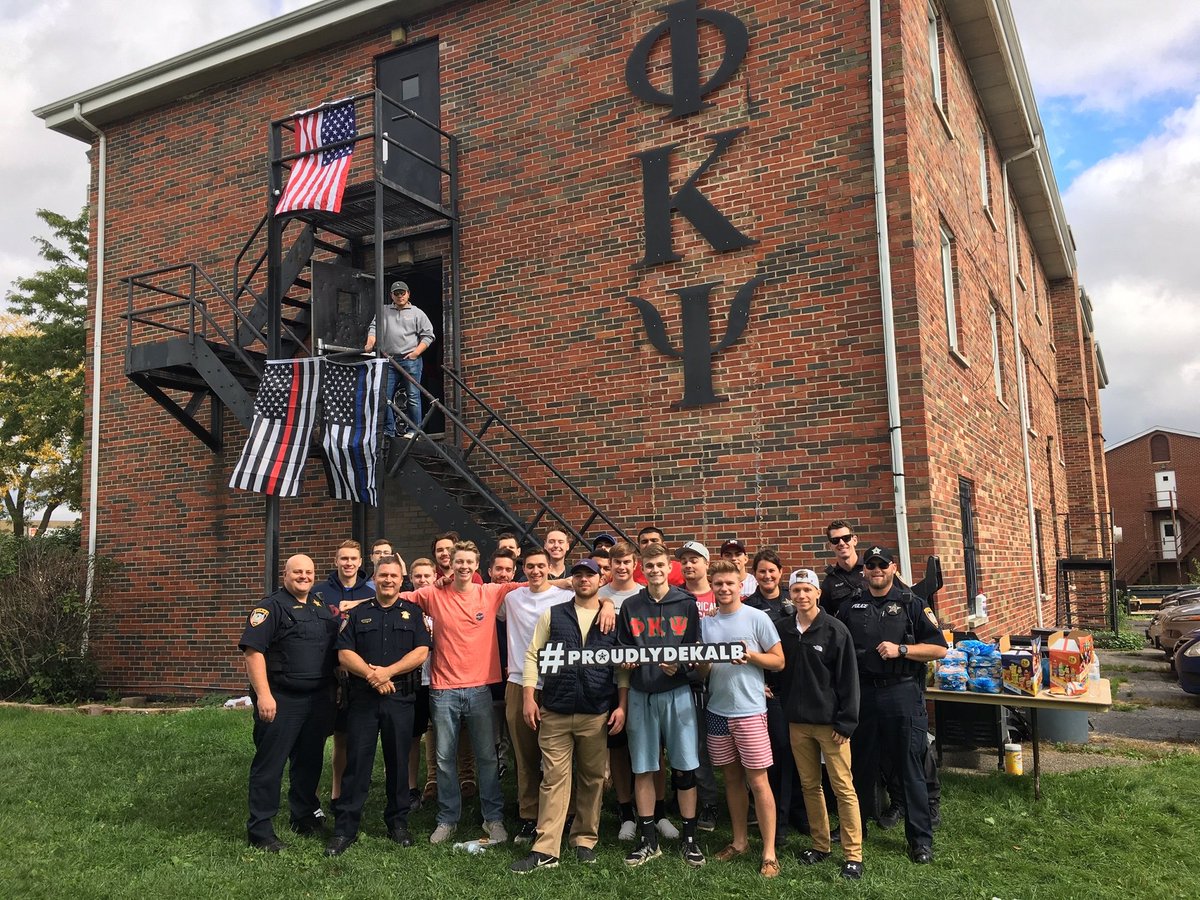 Today, the Phi Kappa Psi fraternity hosted a "Fight for First Responders" BBQ.  Invited were members of the Police and Fire Department. This event was very much appreciated and we thank you Phi Kappa Psi for your support!  #proudlydekalb #niu #gohuskies #fightforfirstresponders