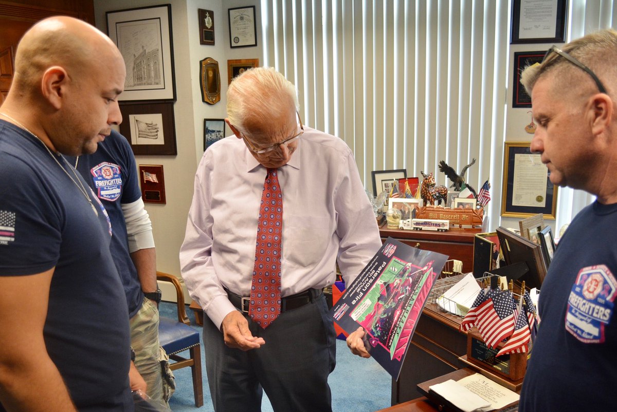 BillPascrell's tweet photo. #Paterson FD is leading a campaign to help Americans battling breast cancer. Our local heroes never take a day off and I was lucky to spend some time with them today! @PatersonFire #SCGuardians #PatersonFire #NoOneFightsAlone https://t.co/vmUsDENb4b